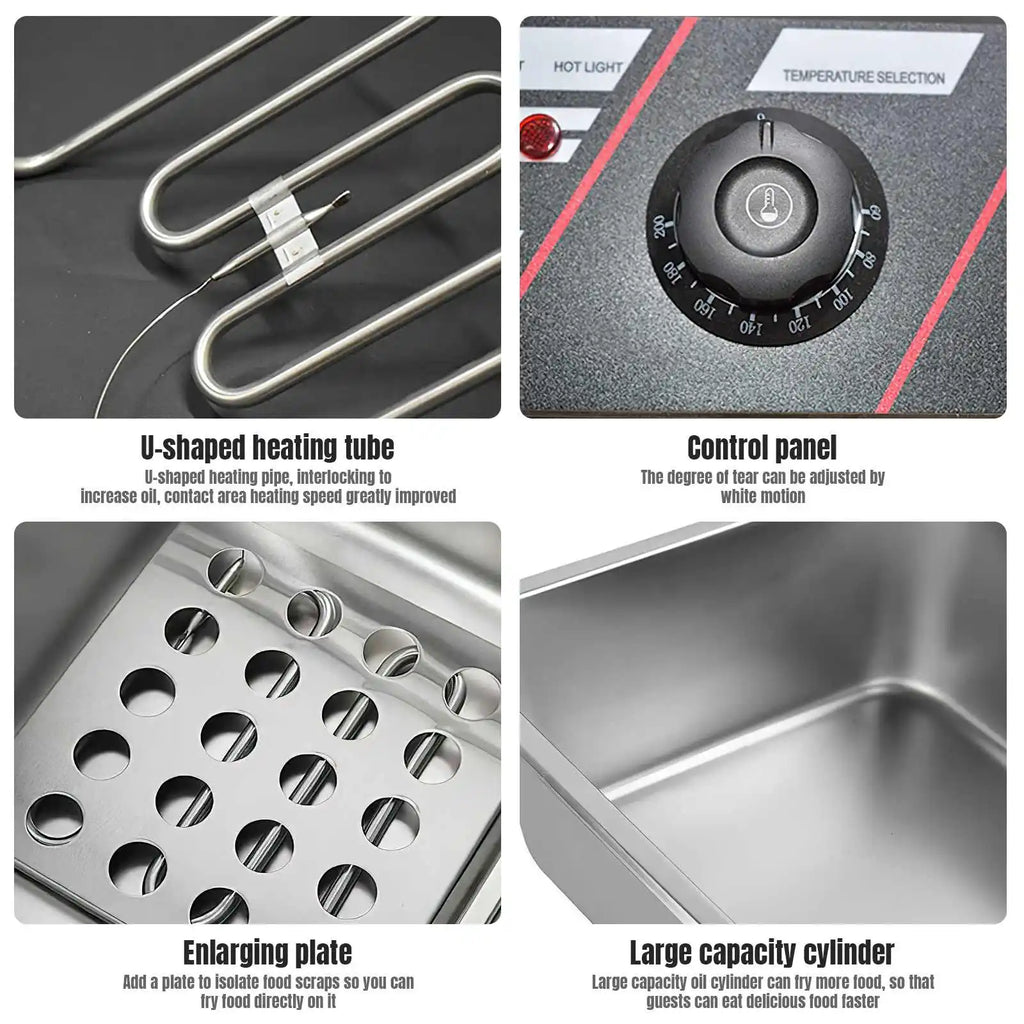 2500W 6L 220V Electric Deep Fryer Stainless Steel Electric Fryer Household Chips Frying Pan French Fries Making Machine