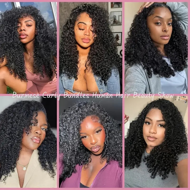 Burmese Curls Water Wave Glueless Wig 250% Burmese Curls 6x6 HD Lace Front Wig Zero Stress Deep Curly HD Lace Closure Wigs