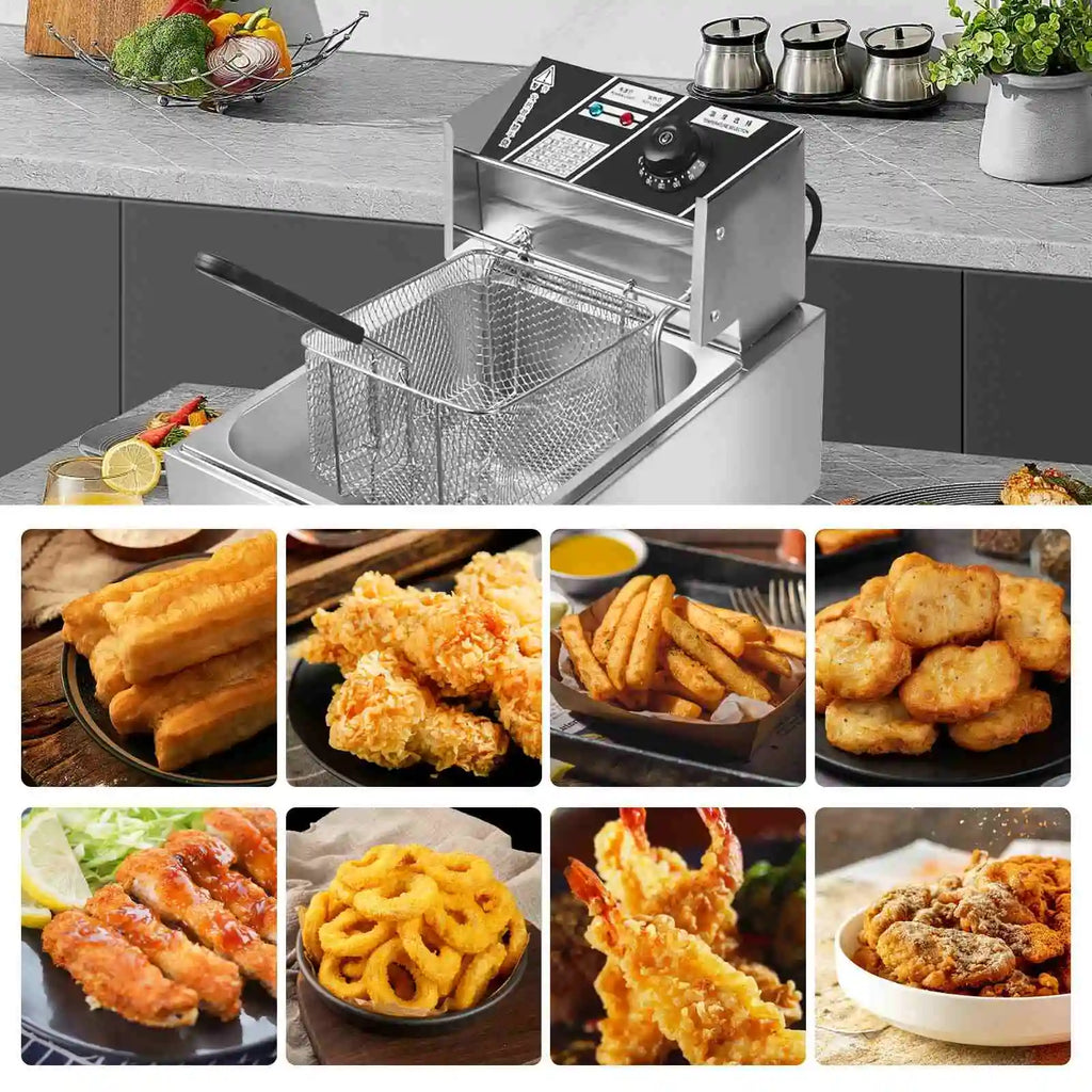 2500W 6L 220V Electric Deep Fryer Stainless Steel Electric Fryer Household Chips Frying Pan French Fries Making Machine