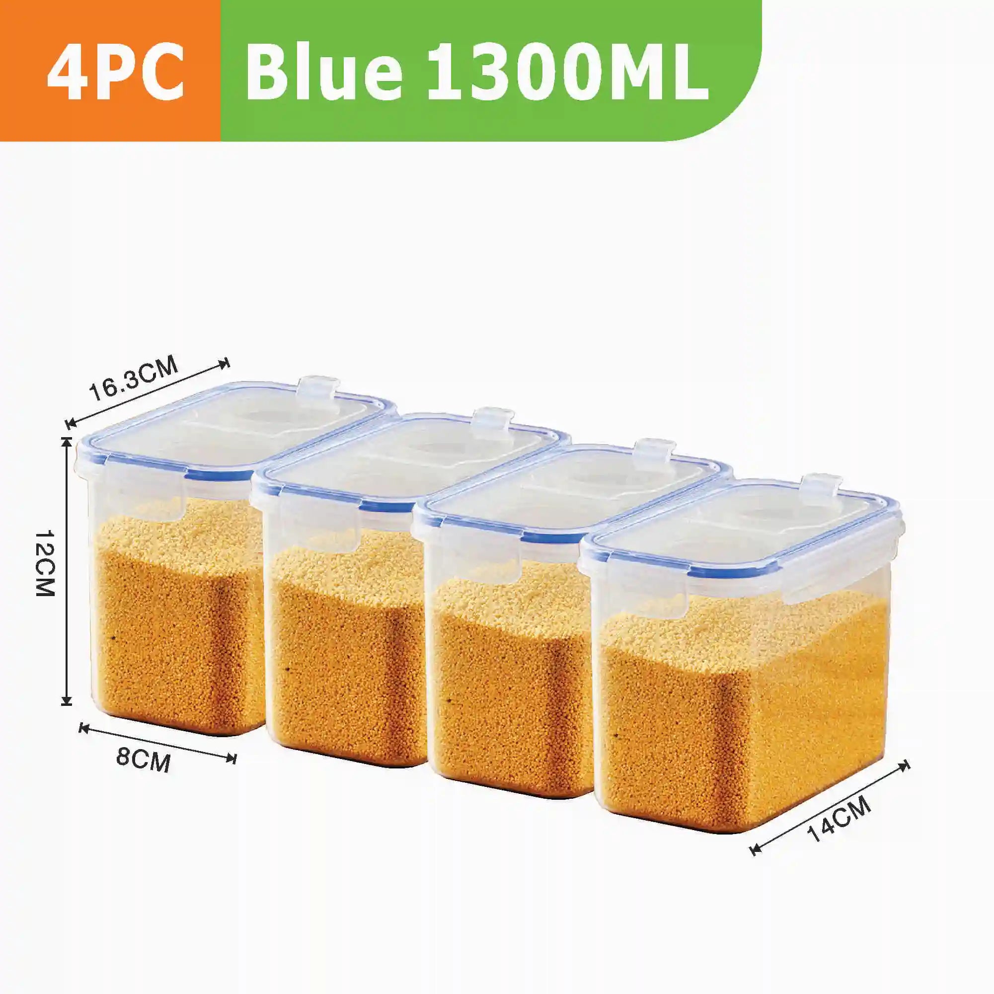 1Pc/4Pcs Refrigerator Storages Box 2.5/1.3L Plastic Grains Cereals Containers Fresh-Sealed Jar Storage Box Kitchen Organization