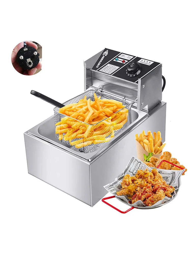 2500W 6L 220V Electric Deep Fryer Stainless Steel Electric Fryer Household Chips Frying Pan French Fries Making Machine