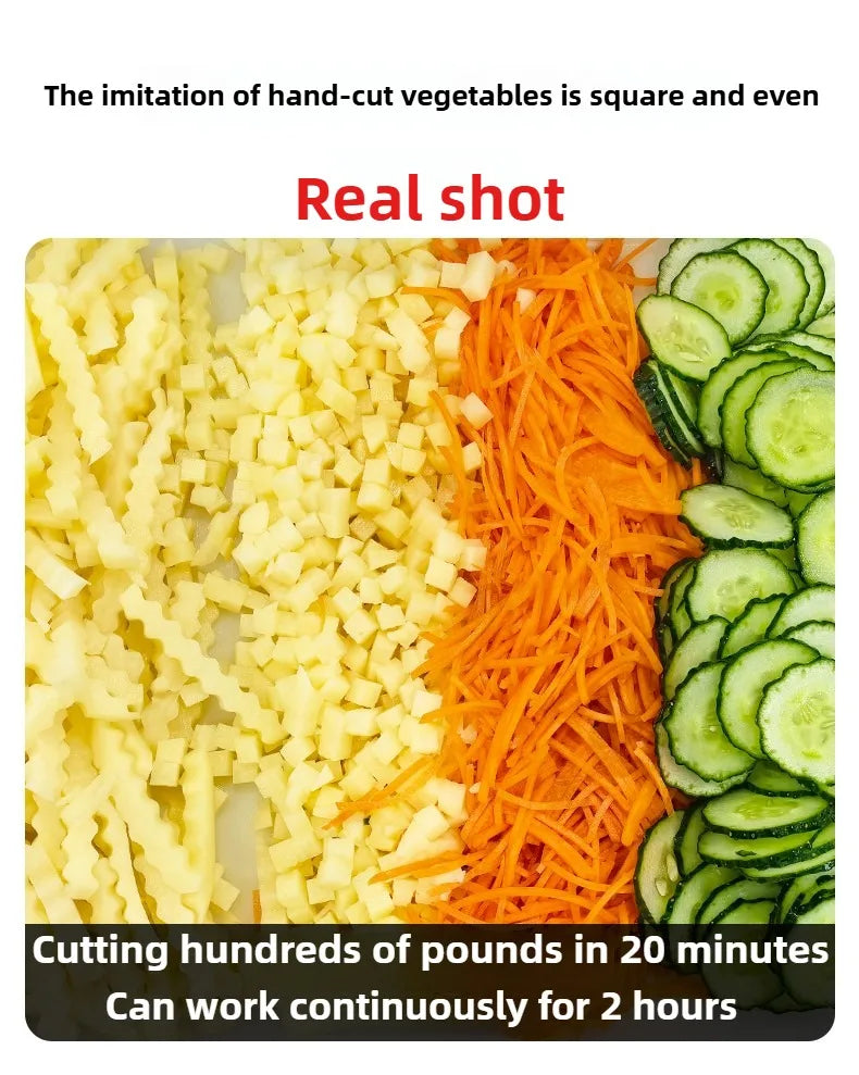 2025 New Commercial Double Spout Vegetable Cutter 4 in 1 Multifunctional Dicing Shredding Slicing Cutting Strips Vegetables