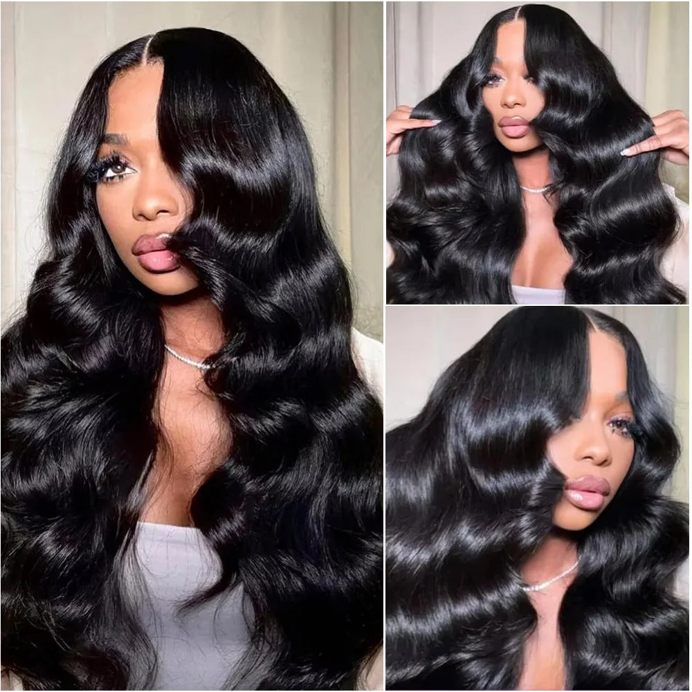200 Density Body Wave 13x4 HD Transparent Lace Front 100% Human Hair Wig Black 13x6 Lace Frontal Wigs 32 34 36 Inches Preplucked