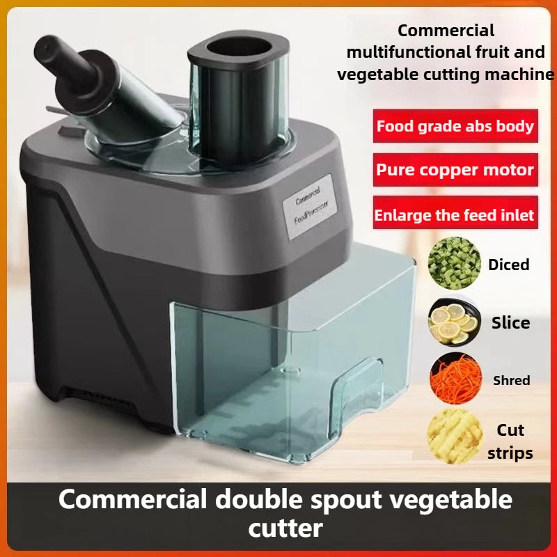 2025 New Commercial Double Spout Vegetable Cutter 4 in 1 Multifunctional Dicing Shredding Slicing Cutting Strips Vegetables
