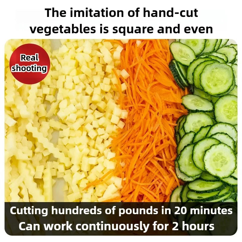 2025 New Commercial Double Spout Vegetable Cutter 4 in 1 Multifunctional Dicing Shredding Slicing Cutting Strips Vegetables