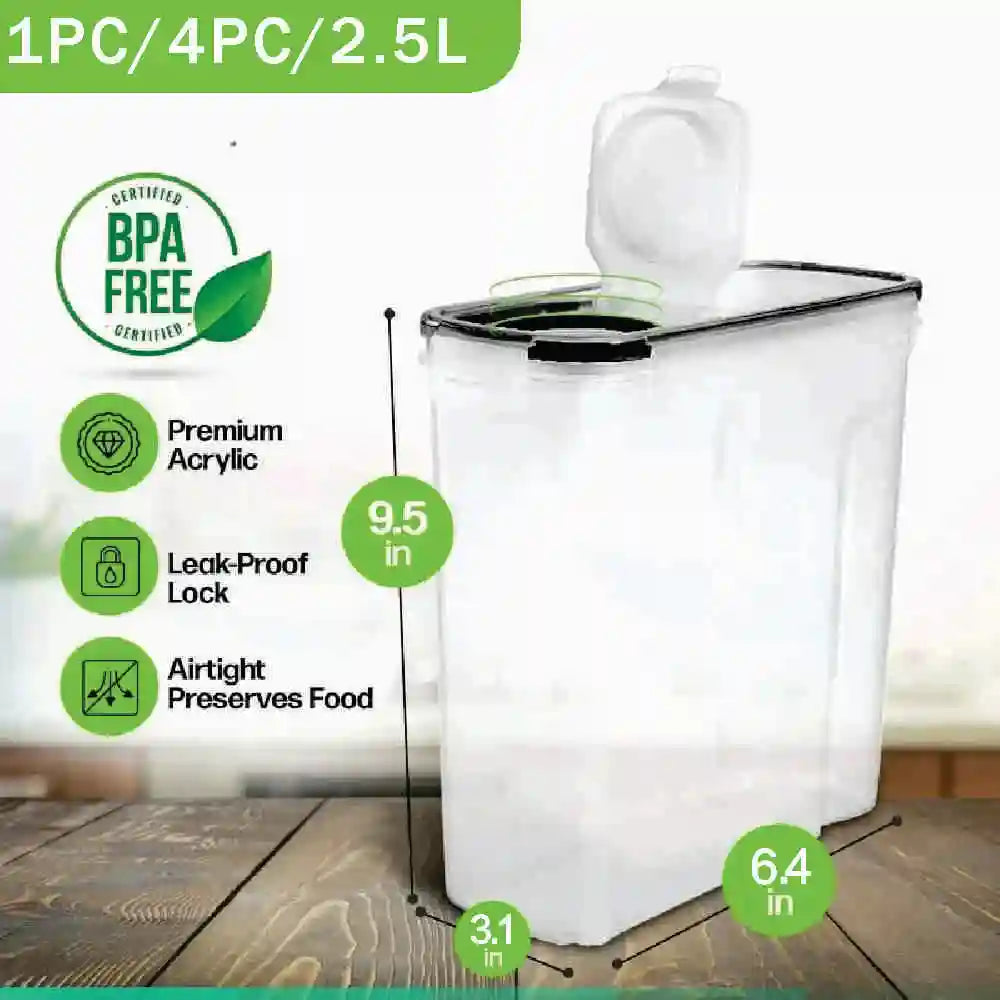 1Pc/4Pcs Refrigerator Storages Box 2.5/1.3L Plastic Grains Cereals Containers Fresh-Sealed Jar Storage Box Kitchen Organization