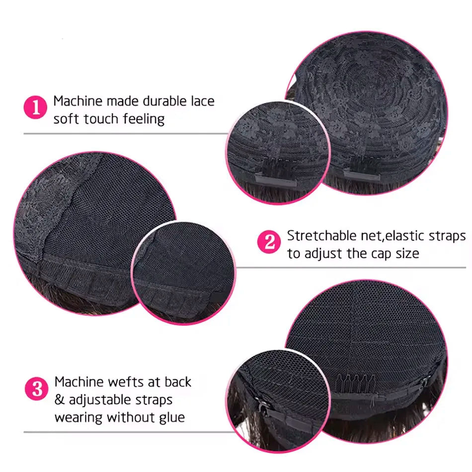 Afro Kinky Curly Human Hair Wig Short Afro Bob for Black Women with Bangs Brazilian Human Hair Wigs Machine Made Pre Plucked