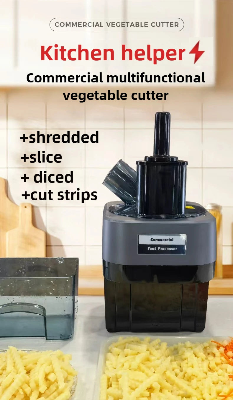 2025 New Commercial Double Spout Vegetable Cutter 4 in 1 Multifunctional Dicing Shredding Slicing Cutting Strips Vegetables