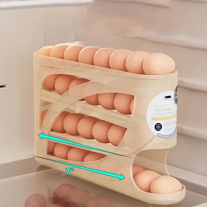 1PC refrigerator automatic egg rack filler. Automatically slides down. Saves effort and space. Large capacity stackable egg