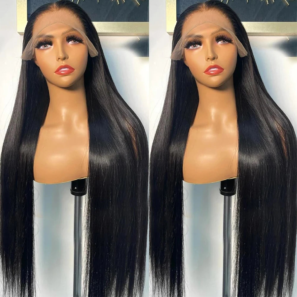 300% Density Straight Human Hair Wigs For Women 30In 13x4 Lace Frontal Wig Pre-Plucked 4x4 Closure Wig Indian Remy Hair
