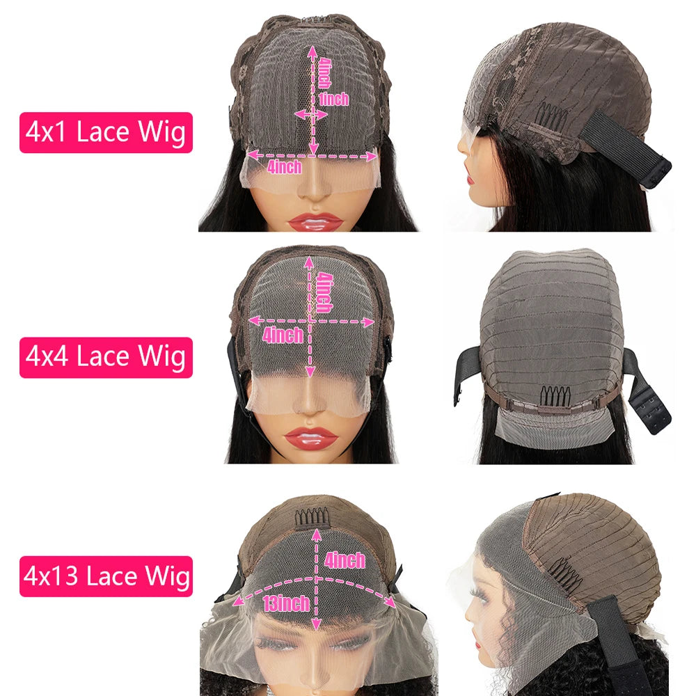 300% Density Straight Human Hair Wigs For Women 30In 13x4 Lace Frontal Wig Pre-Plucked 4x4 Closure Wig Indian Remy Hair