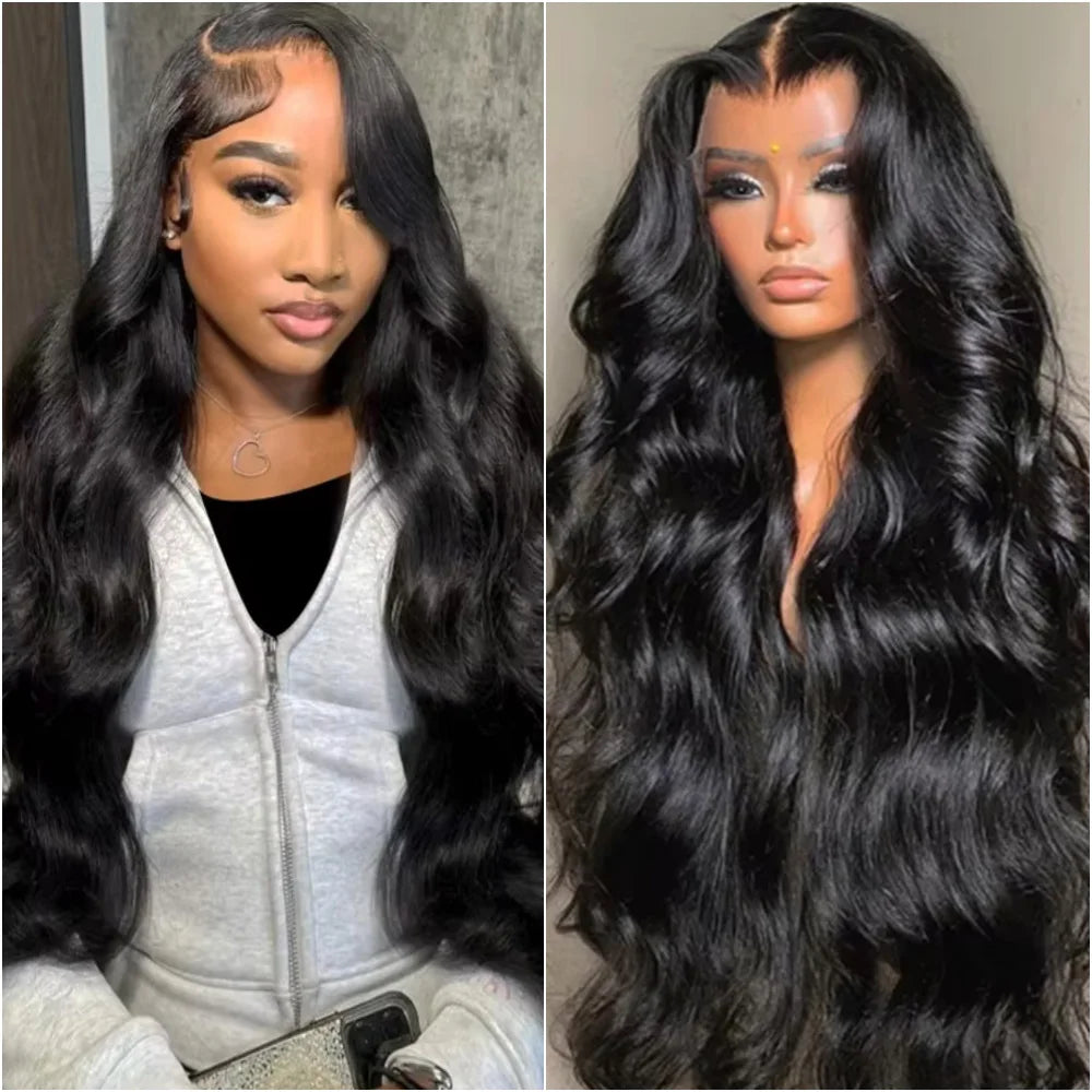 200 Density Body Wave 13x4 HD Transparent Lace Front 100% Human Hair Wig Black 13x6 Lace Frontal Wigs 32 34 36 Inches Preplucked