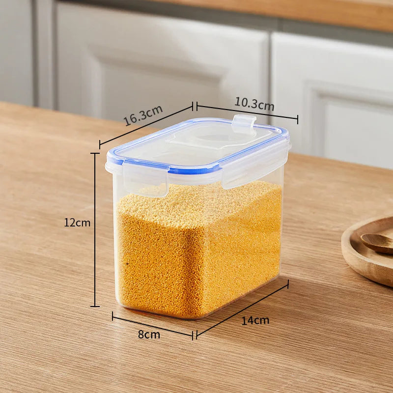 1Pc/4Pcs Refrigerator Storages Box 2.5/1.3L Plastic Grains Cereals Containers Fresh-Sealed Jar Storage Box Kitchen Organization