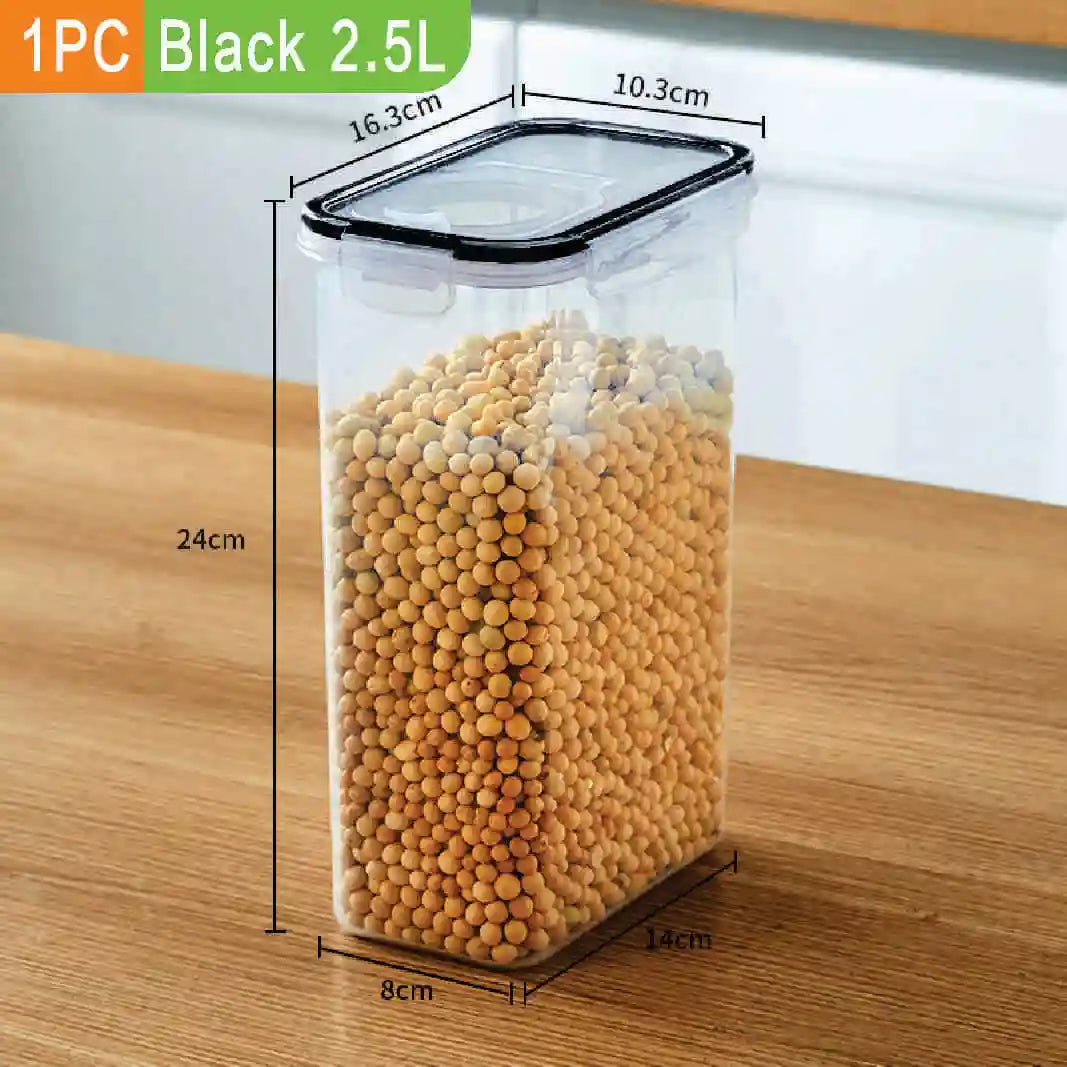 1Pc/4Pcs Refrigerator Storages Box 2.5/1.3L Plastic Grains Cereals Containers Fresh-Sealed Jar Storage Box Kitchen Organization