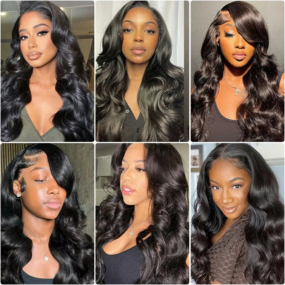 200 Density Body Wave 13x4 HD Transparent Lace Front 100% Human Hair Wig Black 13x6 Lace Frontal Wigs 32 34 36 Inches Preplucked