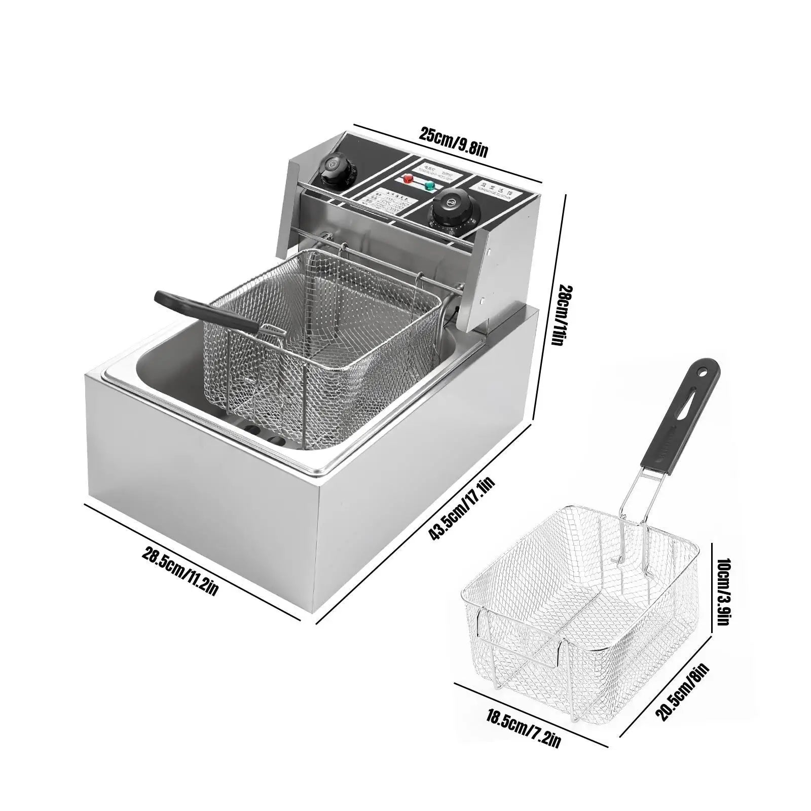 2500W 6L 220V Electric Deep Fryer Stainless Steel Electric Fryer Household Chips Frying Pan French Fries Making Machine