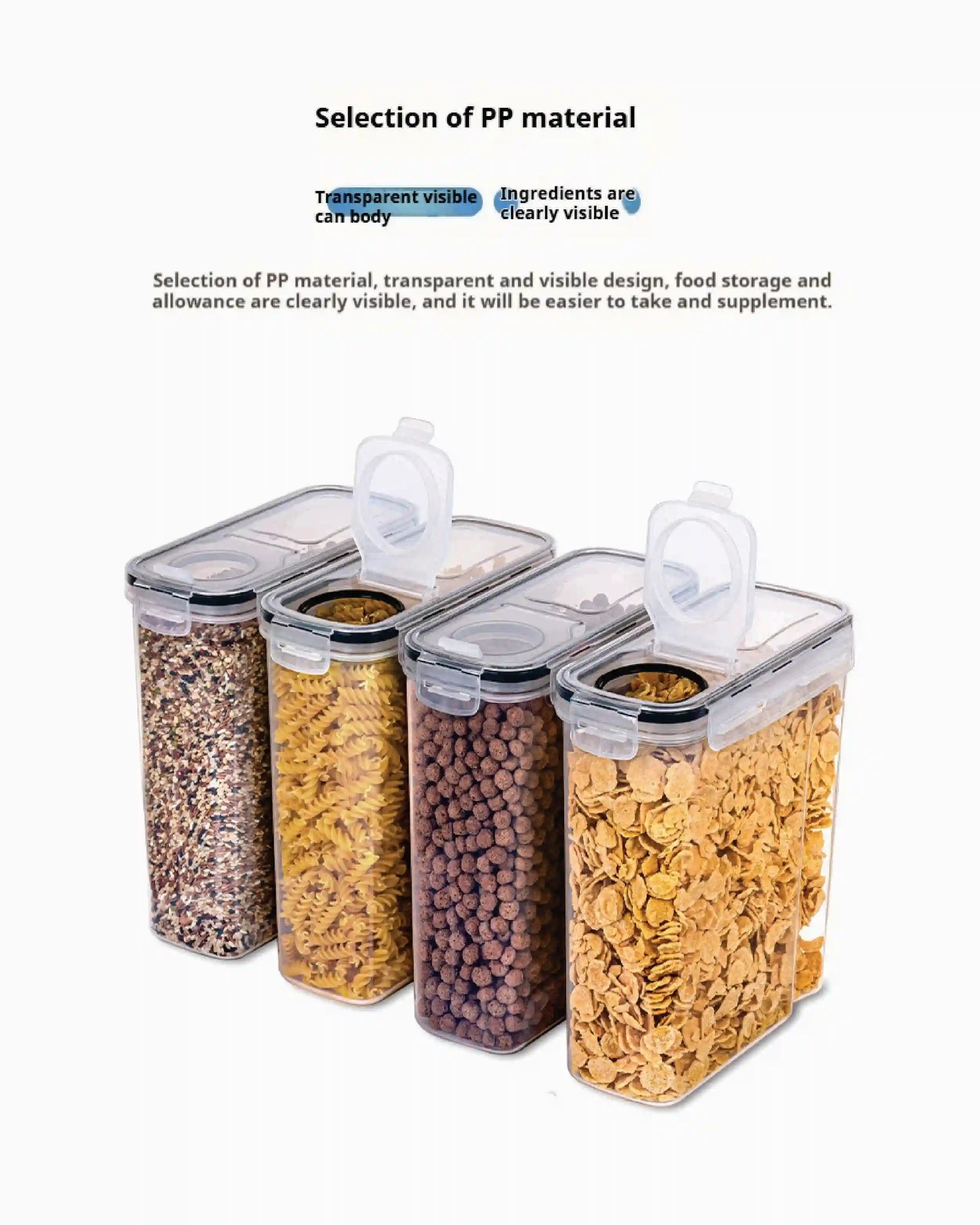 1Pc/4Pcs Refrigerator Storages Box 2.5/1.3L Plastic Grains Cereals Containers Fresh-Sealed Jar Storage Box Kitchen Organization