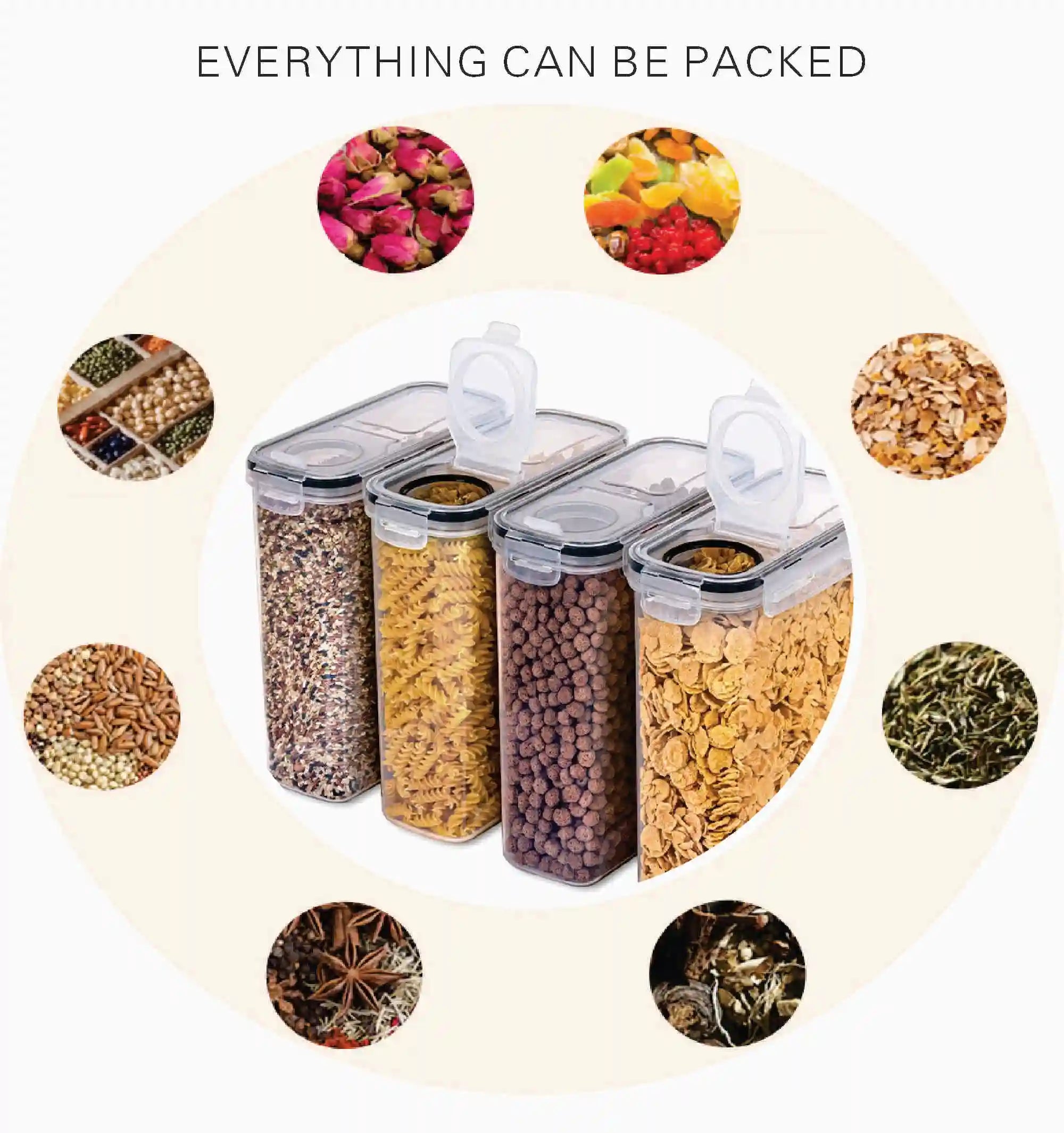 1Pc/4Pcs Refrigerator Storages Box 2.5/1.3L Plastic Grains Cereals Containers Fresh-Sealed Jar Storage Box Kitchen Organization