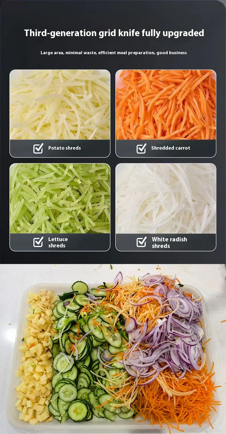 2025 New Vegetable Chopper 3 in1 Multifunctional Electric Cutting Machine Carrot Potato Cutter Slice Shred Diced Food Processor