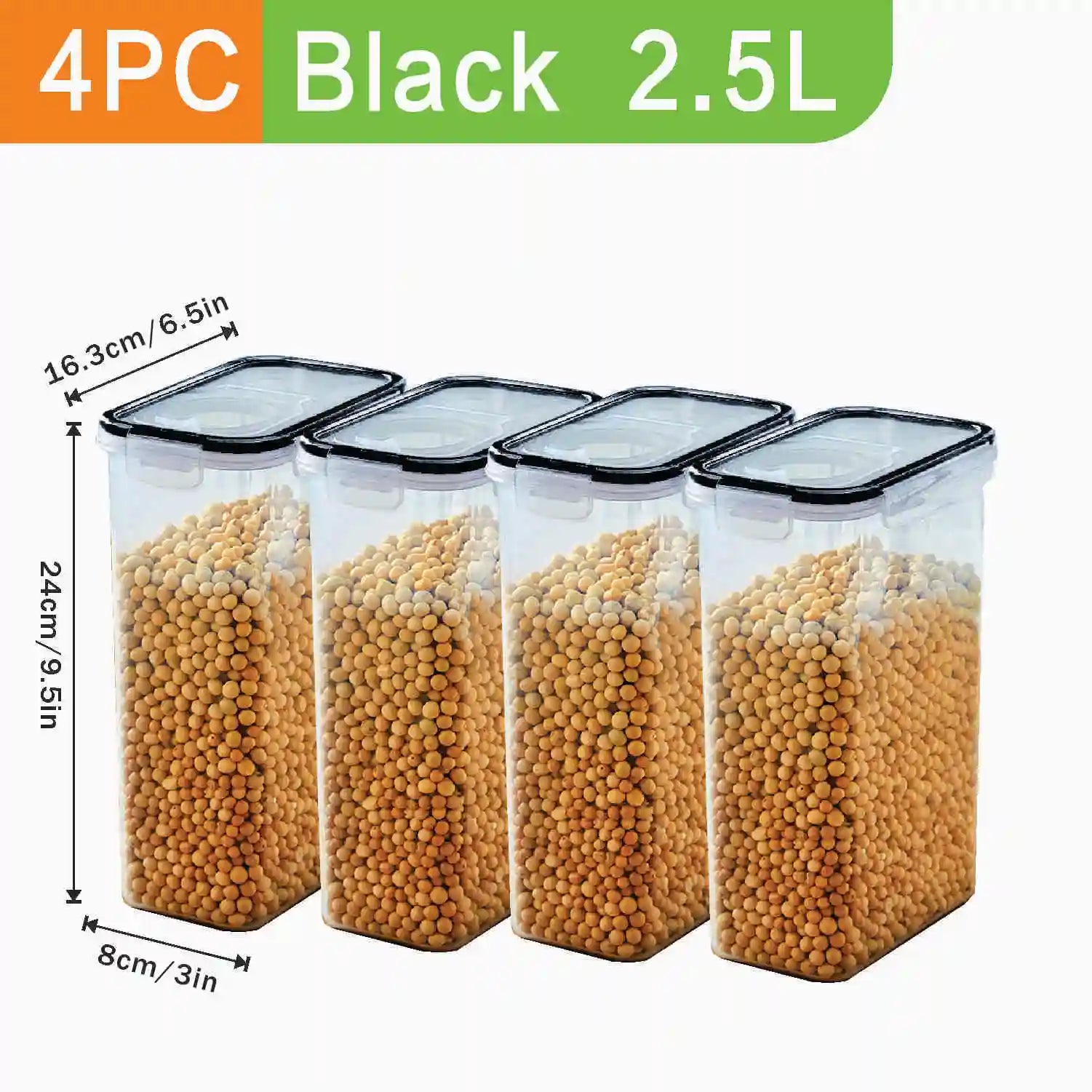 1Pc/4Pcs Refrigerator Storages Box 2.5/1.3L Plastic Grains Cereals Containers Fresh-Sealed Jar Storage Box Kitchen Organization