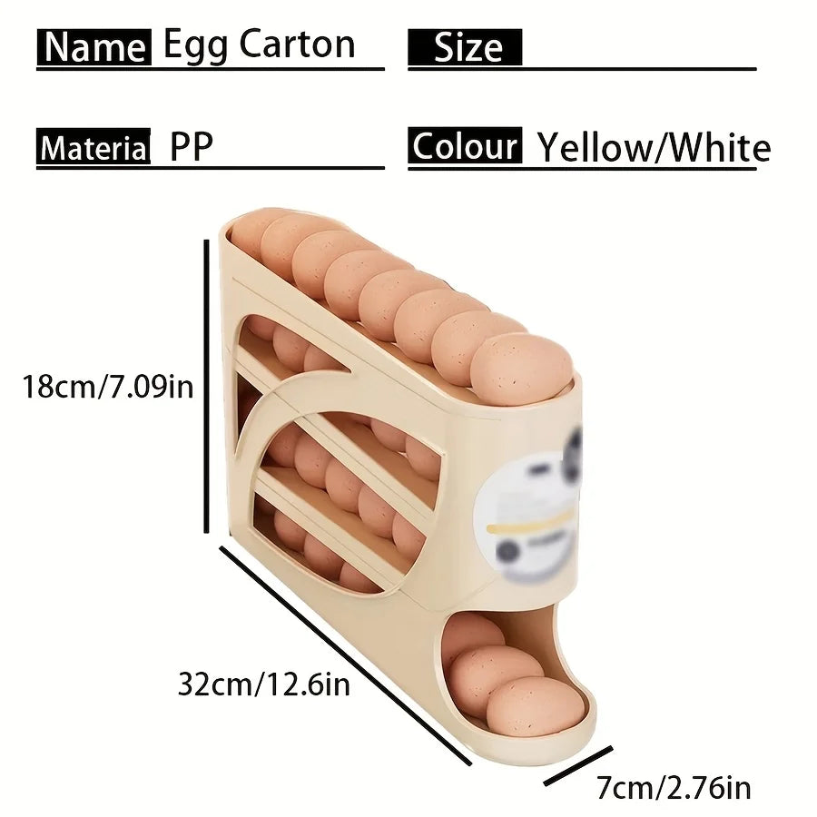 1PC refrigerator automatic egg rack filler. Automatically slides down. Saves effort and space. Large capacity stackable egg