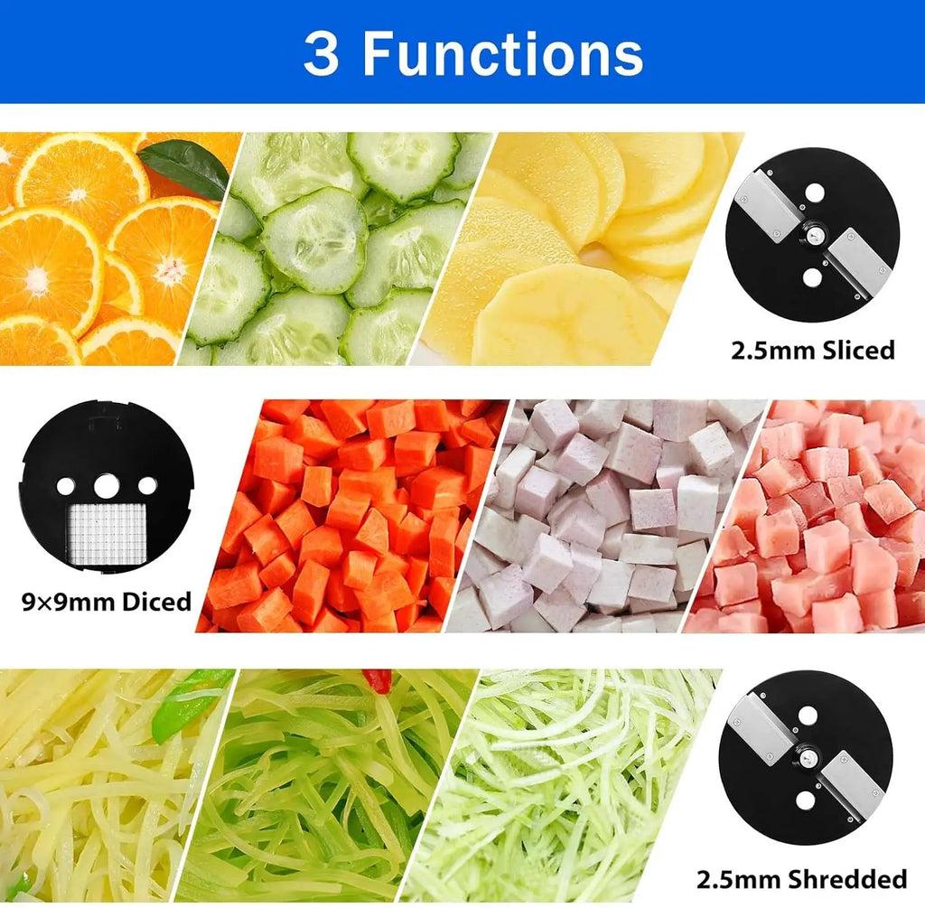 2025 New Vegetable Chopper 3 in1 Multifunctional Electric Cutting Machine Carrot Potato Cutter Slice Shred Diced Food Processor